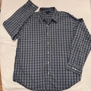 Vintage GAP‎ Mens XXL Plaid Button-up Shirt 100% Cotton Classic Long Sleeve Blue